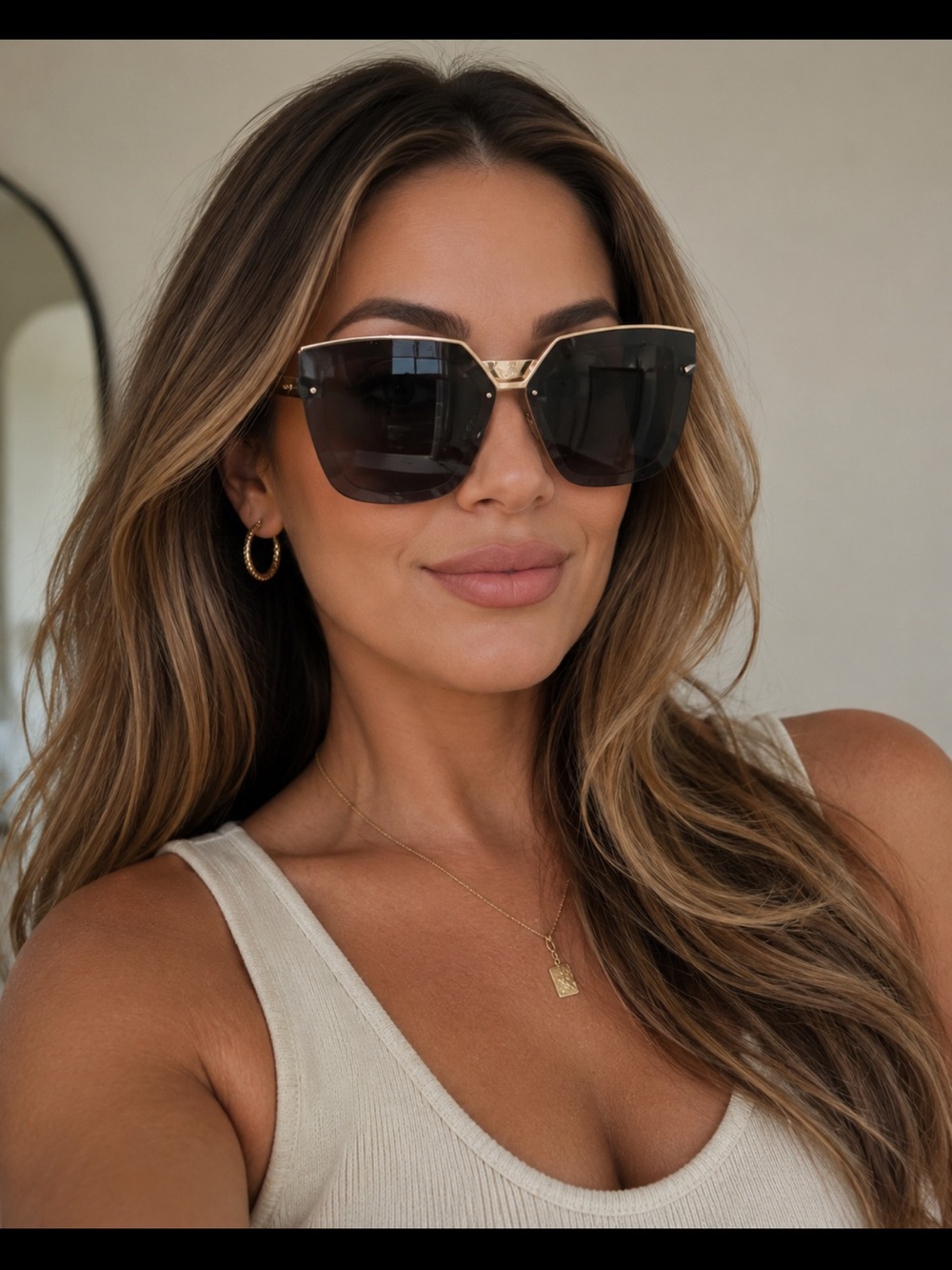 CHANEL Black and White Oversized Square Sunglasses